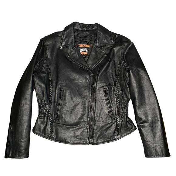 Silver Bike Jackets & Blazers - Silver Bike Genuine Leather Moto Jacket Women Sz XL Black Braiding